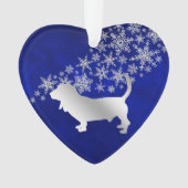 Blue Silver Snowflake Basset Hound Dog Ornament (voorkant)