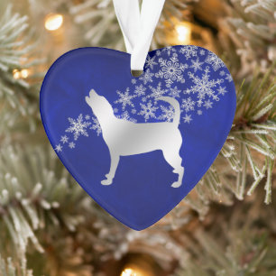 Blue Silver Snowflake Beagle Hound Dog Ornament