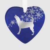 Blue Silver Snowflake Beagle Hound Dog Ornament (voorkant)