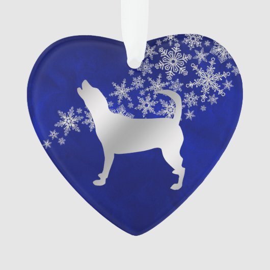 Blue Silver Snowflake Beagle Hound Dog Ornament (voorkant)
