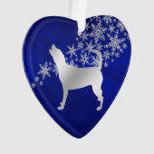 Blue Silver Snowflake Beagle Hound Dog Ornament (voorkant)