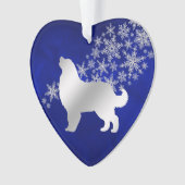 Blue Silver Snowflake Bernese Mountain Dog Ornament (voorkant)