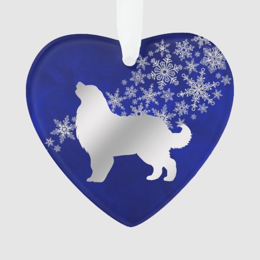 Blue Silver Snowflake Bernese Mountain Dog Ornament (voorkant)