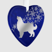 Blue Silver Snowflake Bernese Mountain Dog Ornament (voorkant)