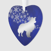 Blue Silver Snowflake Border Collie Dog Ornament (voorkant)
