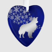 Blue Silver Snowflake Border Collie Dog Ornament (voorkant)