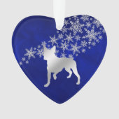 Blue Silver Snowflake Boston Terrier Dog Ornament (voorkant)