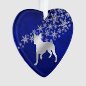 Blue Silver Snowflake Boston Terrier Dog Ornament (voorkant)