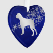 Blue Silver Snowflake Boxer Dog Ornament (voorkant)