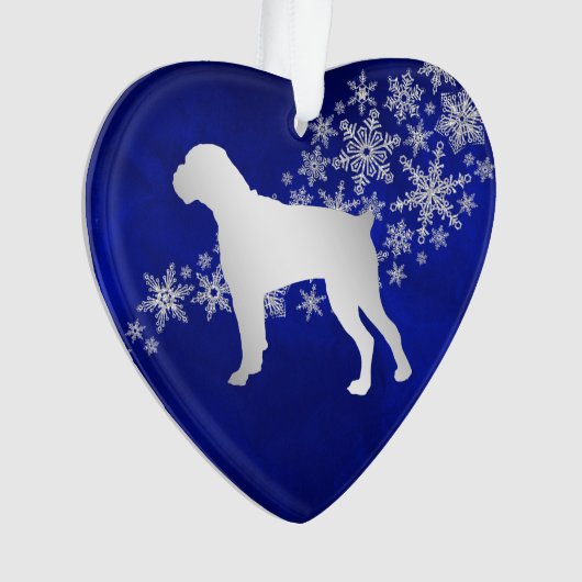 Blue Silver Snowflake Boxer Dog Ornament (voorkant)