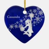 Blue Silver Snowflake Cheerleader persoonlijke Keramisch Ornament (Voorkant)