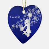 Blue Silver Snowflake Cheerleader persoonlijke Keramisch Ornament (Links)
