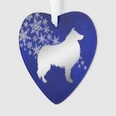 Blue Silver Snowflake Collie Dog Ornament (voorkant)