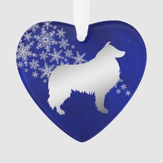 Blue Silver Snowflake Collie Dog Ornament (voorkant)