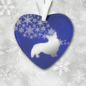 Blue Silver Snowflake Corgi Ornament