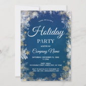 Blue Silver Snowflake Corporate Holiday Party Kaart (Voorkant)