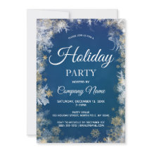 Blue Silver Snowflake Corporate Holiday Party