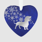 Blue Silver Snowflake Dachshund Ornament (voorkant)