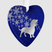 Blue Silver Snowflake Dachshund Ornament (voorkant)