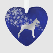 Blue Silver Snowflake Doberman Ornament (voorkant)