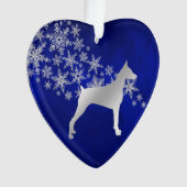 Blue Silver Snowflake Doberman Ornament (voorkant)
