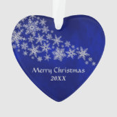 Blue Silver Snowflake Doberman Ornament (achterkant)