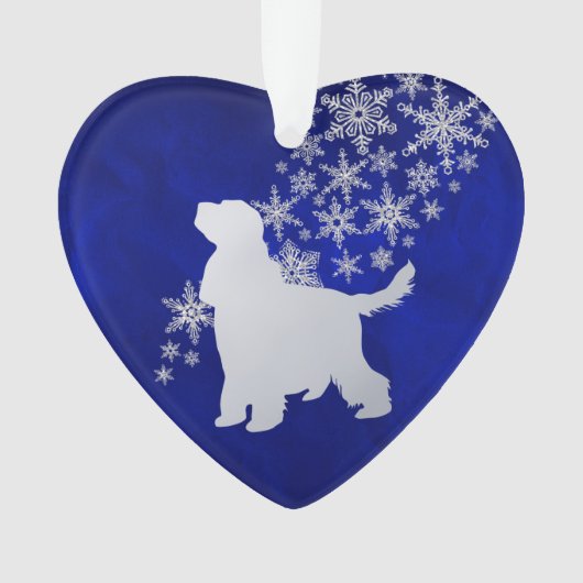 Blue Silver Snowflake English Cocker Spaniel Dog Ornament (voorkant)
