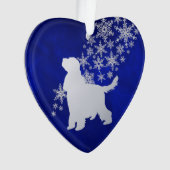 Blue Silver Snowflake English Cocker Spaniel Dog Ornament (voorkant)