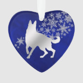 Blue Silver Snowflake German Shepherd Ornament (voorkant)