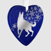 Blue Silver Snowflake German Shepherd Ornament (voorkant)