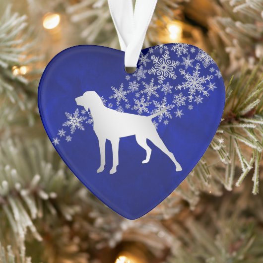 Blue Silver Snowflake German Shorthaired Pointer Ornament (Boom)