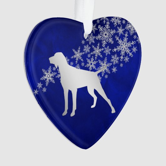Blue Silver Snowflake German Shorthaired Pointer Ornament (voorkant)