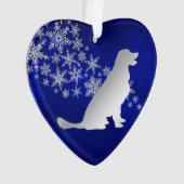 Blue Silver Snowflake Golden Retriever Ornament (voorkant)