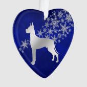 Blue Silver Snowflake Great Dane Ornament (voorkant)