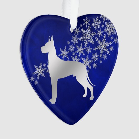 Blue Silver Snowflake Great Dane Ornament (voorkant)