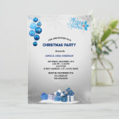 Blue Silver Snowflake Kerstfeest Kaart (Staand voorkant)