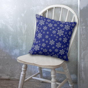 Blue Silver Snowflake Kussen