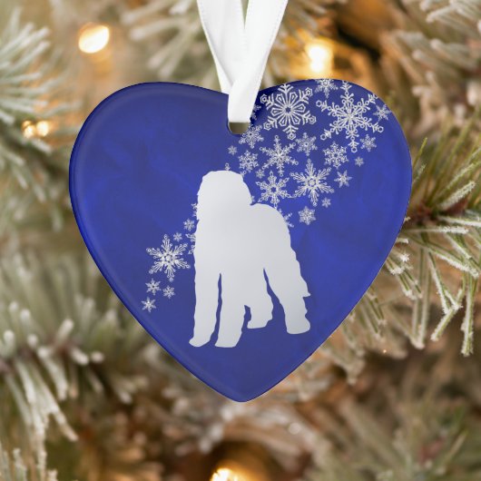 Blue Silver Snowflake Labradole Dog Ornament (Boom)