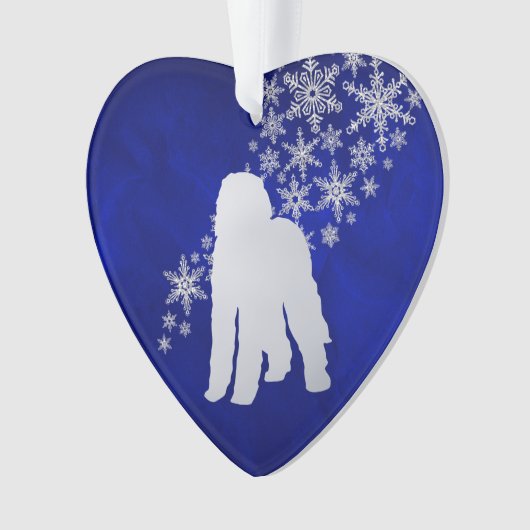 Blue Silver Snowflake Labradole Dog Ornament (voorkant)