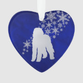 Blue Silver Snowflake Labradole Dog Ornament (voorkant)