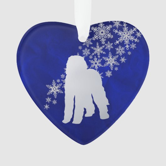 Blue Silver Snowflake Labradole Dog Ornament (voorkant)