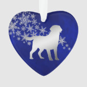 Blue Silver Snowflake Labrador Retriever Ornament (voorkant)