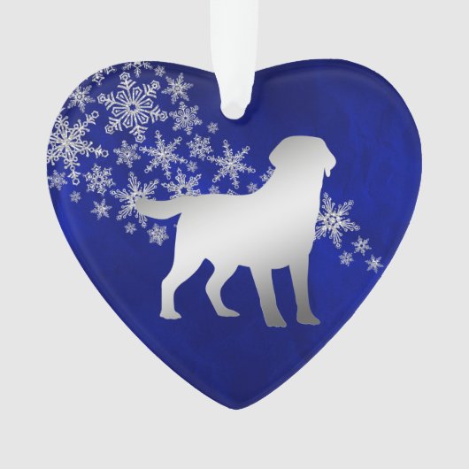 Blue Silver Snowflake Labrador Retriever Ornament (voorkant)