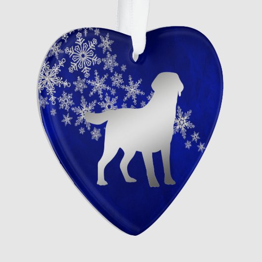 Blue Silver Snowflake Labrador Retriever Ornament (voorkant)