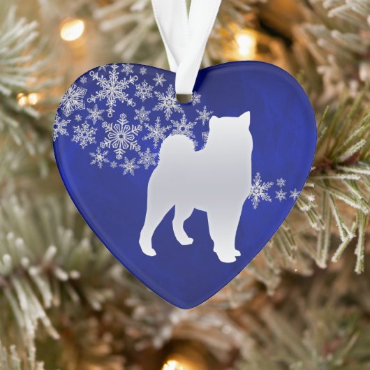 Blue Silver Snowflake Malamute Dog Ornament (Boom)