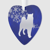 Blue Silver Snowflake Malamute Dog Ornament (voorkant)