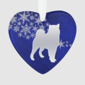 Blue Silver Snowflake Malamute Dog Ornament (voorkant)