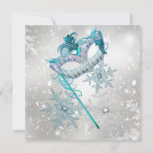 Blue Silver Snowflake Masquerade kerstparty 2 Kaart (Achterkant)