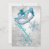 Blue Silver Snowflake Masquerade kerstparty Kaart (Achterkant)