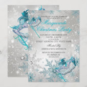 Blue Silver Snowflake Masquerade kerstparty Kaart (Voorkant / Achterkant)
